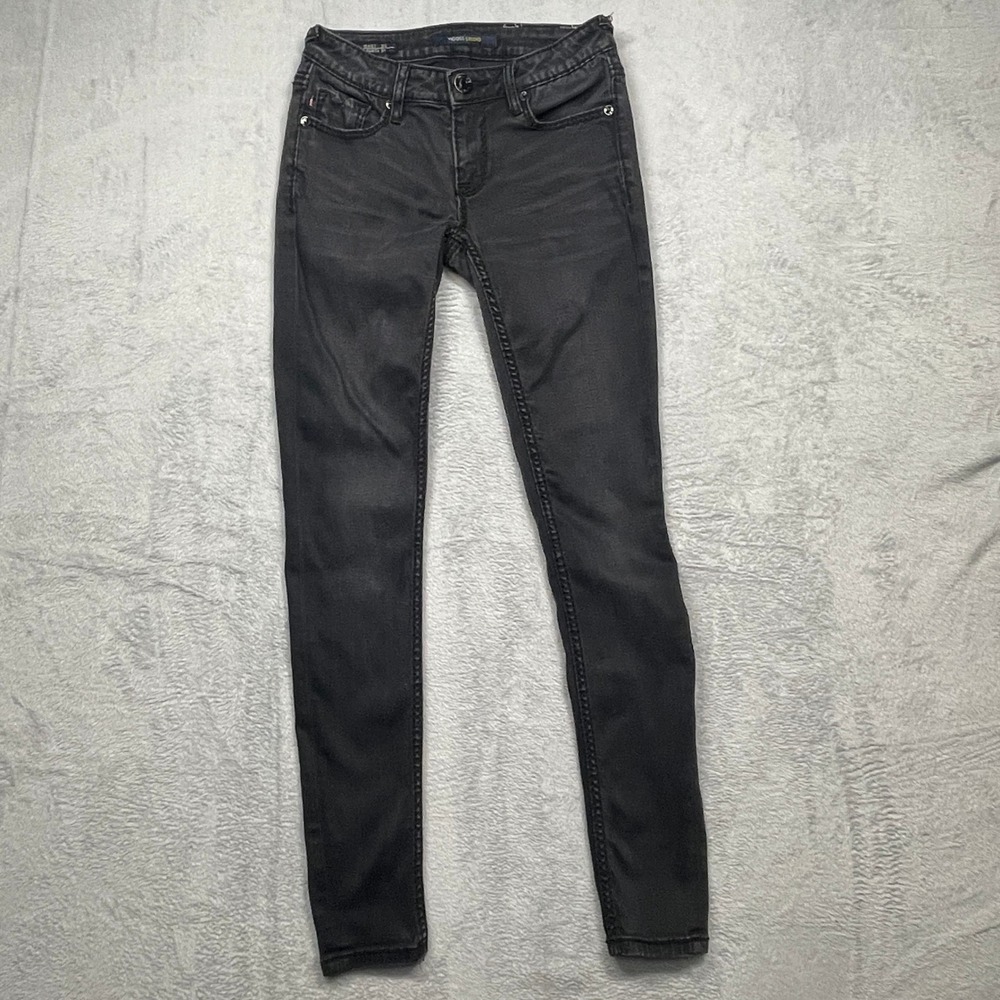 Vigoss Studio Skinny Jeans Women 25 Black Faded Low Rise Stretch Denim - Picture 1 of 14